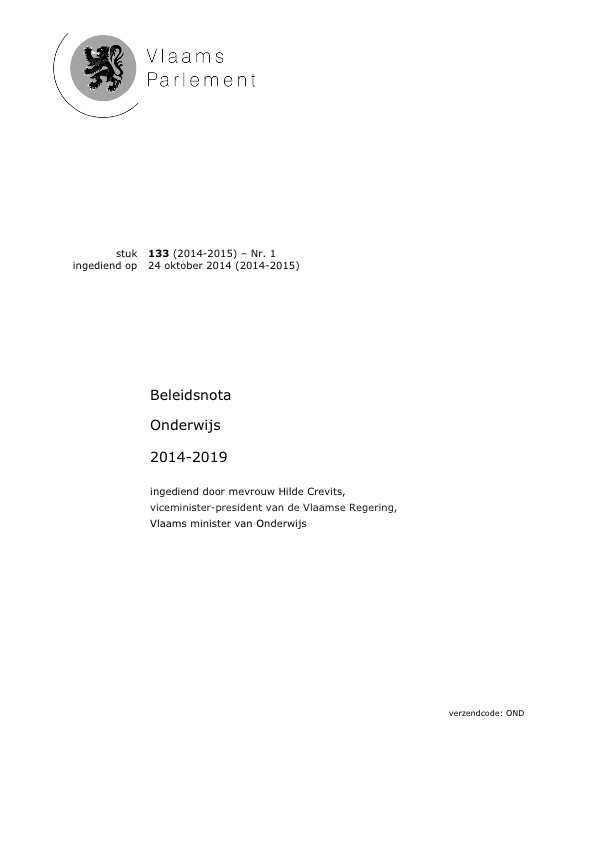 Beleidsnota onderwijs 2014-19 (voorpagina)